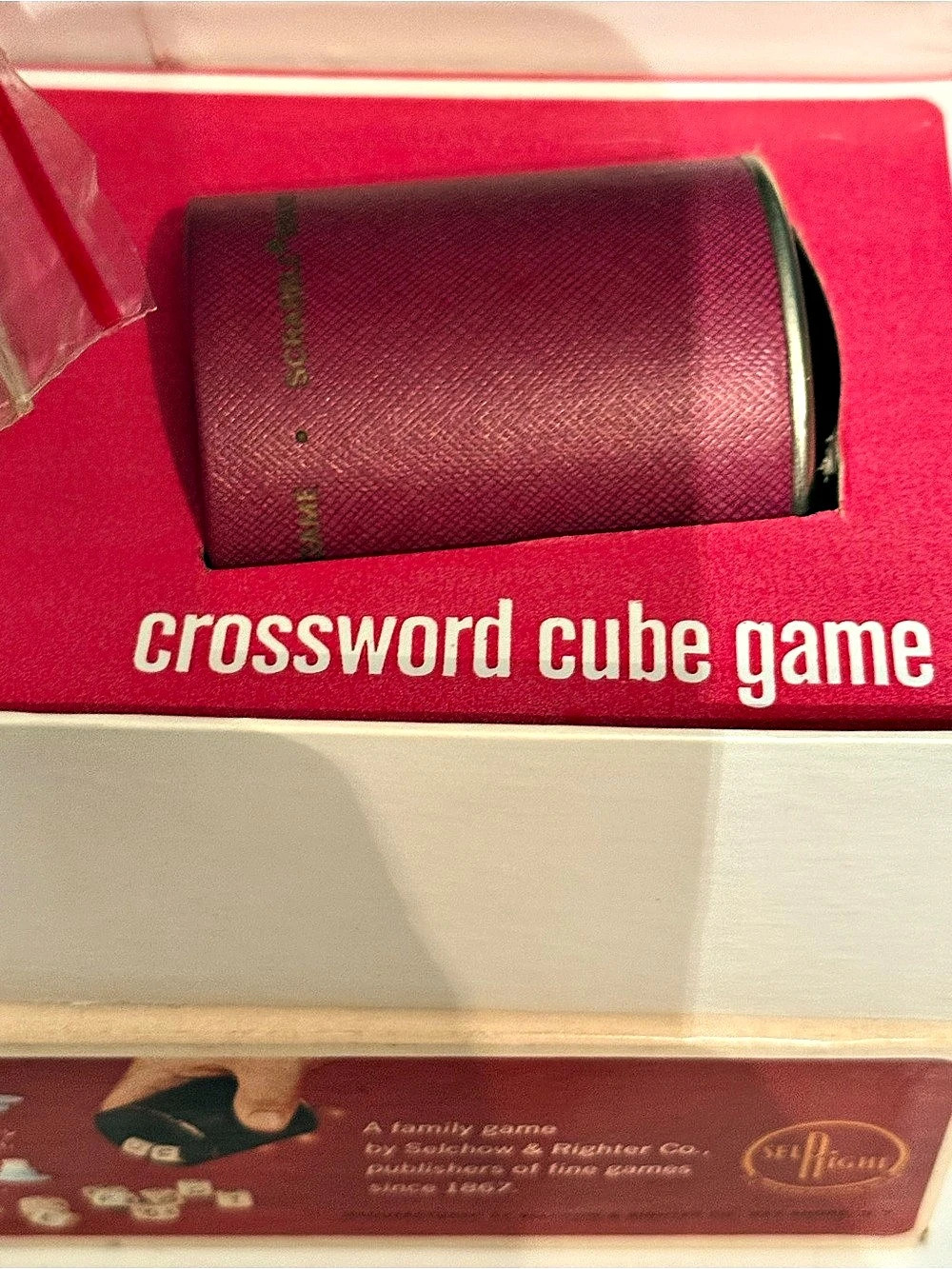 Selchow & Righter Scrabble Crossword Cubes Game Vintage Board Game Red & Cream